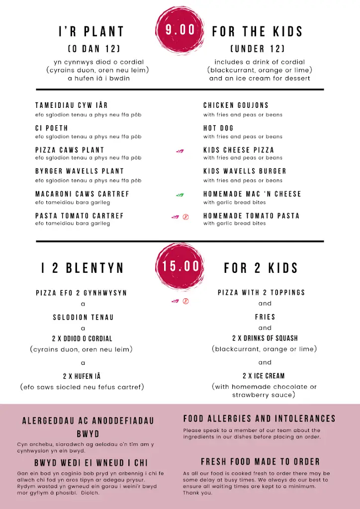 Menu_Gallt Y Glyn Hostel - Pizza a Peint_Deiniolen_image_1