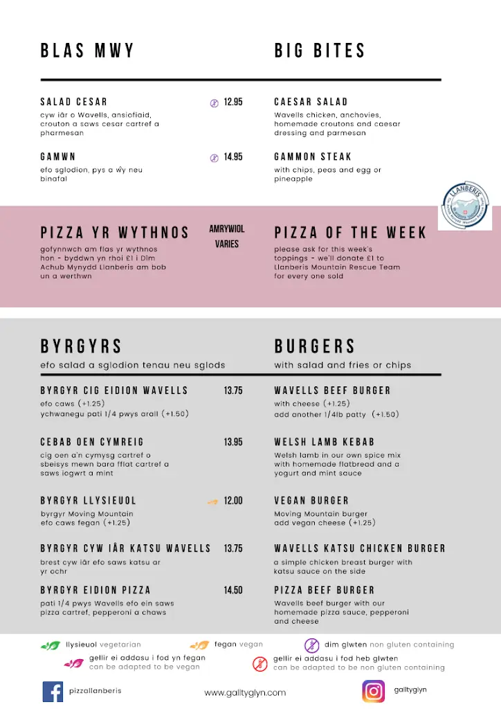 Menu_Gallt Y Glyn Hostel - Pizza a Peint_Deiniolen_image_2