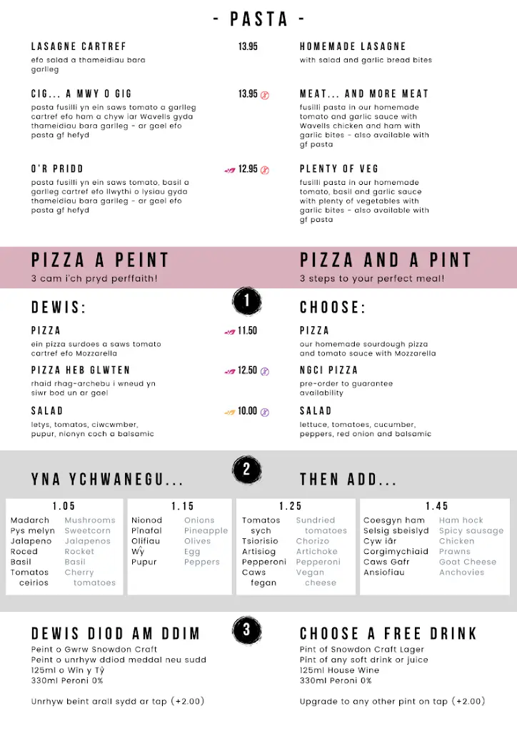 Menu_Gallt Y Glyn Hostel - Pizza a Peint_Deiniolen_image_3