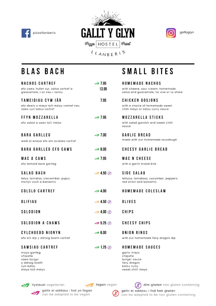 Menu_Gallt Y Glyn Hostel - Pizza a Peint_Deiniolen_image_4