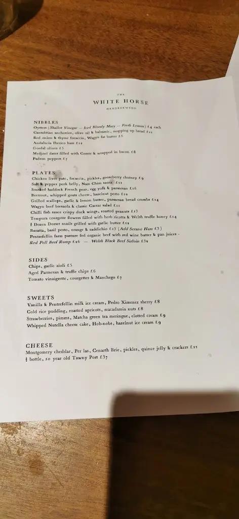 Menu_The White Horse Restaurant_Denbighshire_image_1