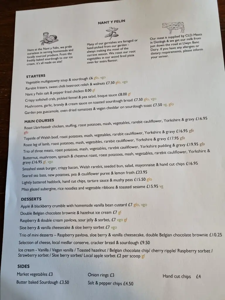 Menu_Nant Y Felin Restaurant_Denbighshire_image_1