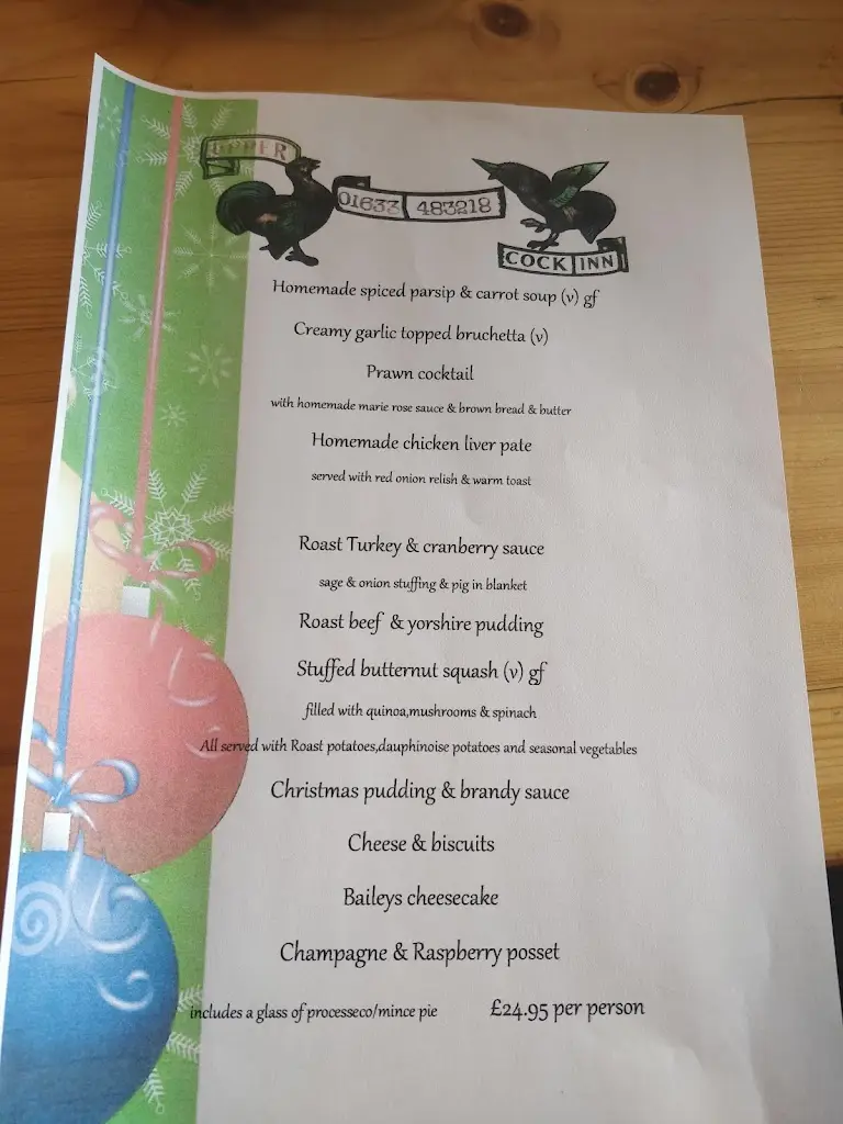 Menu_The Upper Cock_Cwmbran_image_2