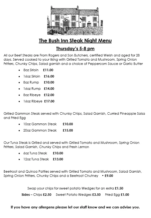 Menu_The Bush Inn_Cwmbran_image_1