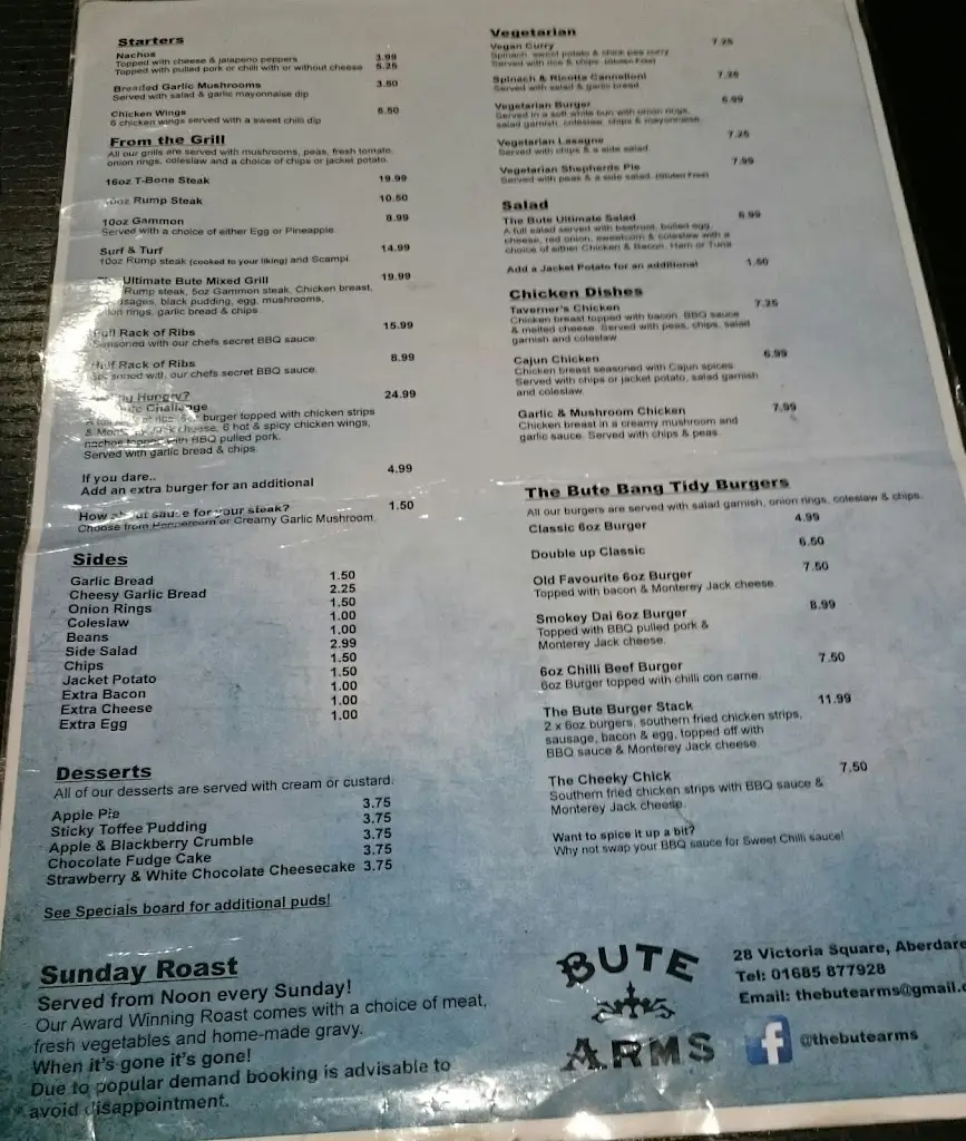 Menu_The Bute Arms_Cwmbach_image_2