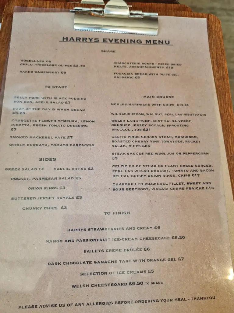 Menu_Harry's Cowbridge_Cowbridge_image_1