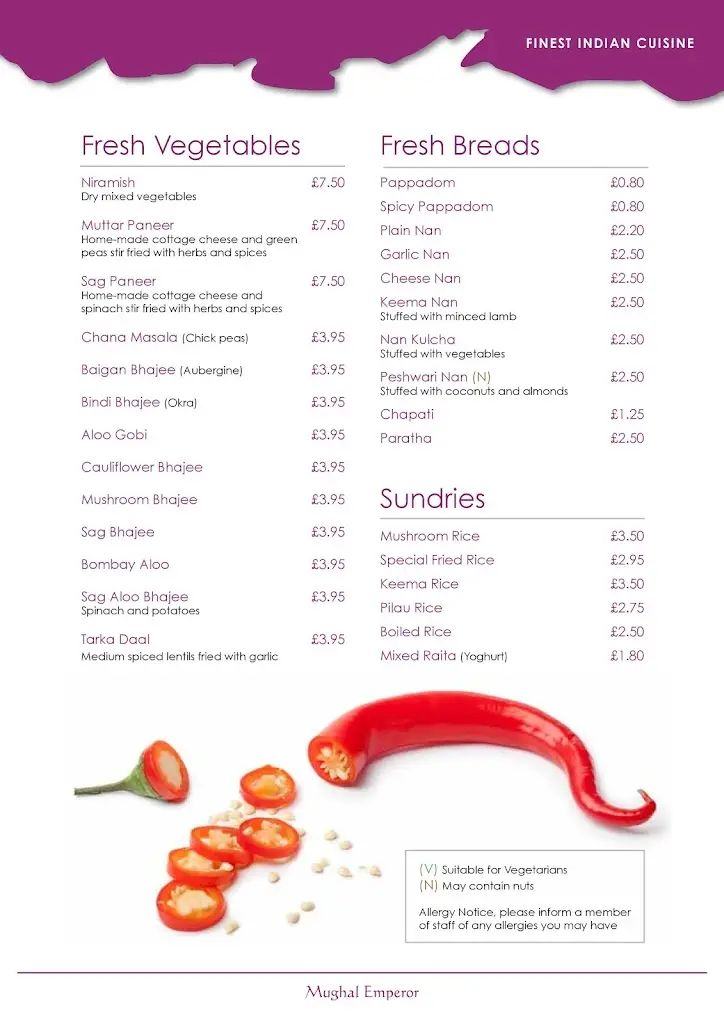 Menu_Mughal Emperor_Cowbridge_image_1