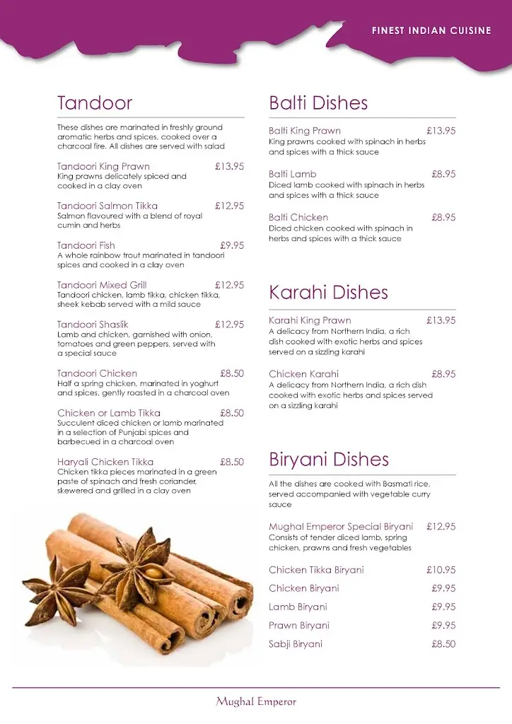 Menu_Mughal Emperor_Cowbridge_image_4