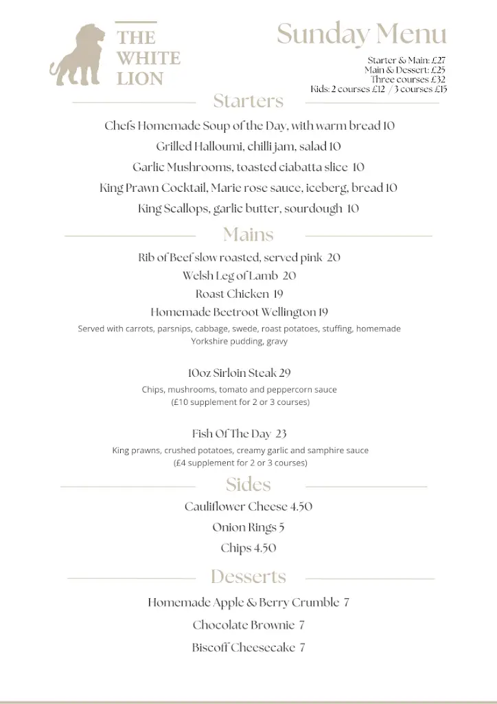 Menu_The White Lion_Cowbridge_image_1
