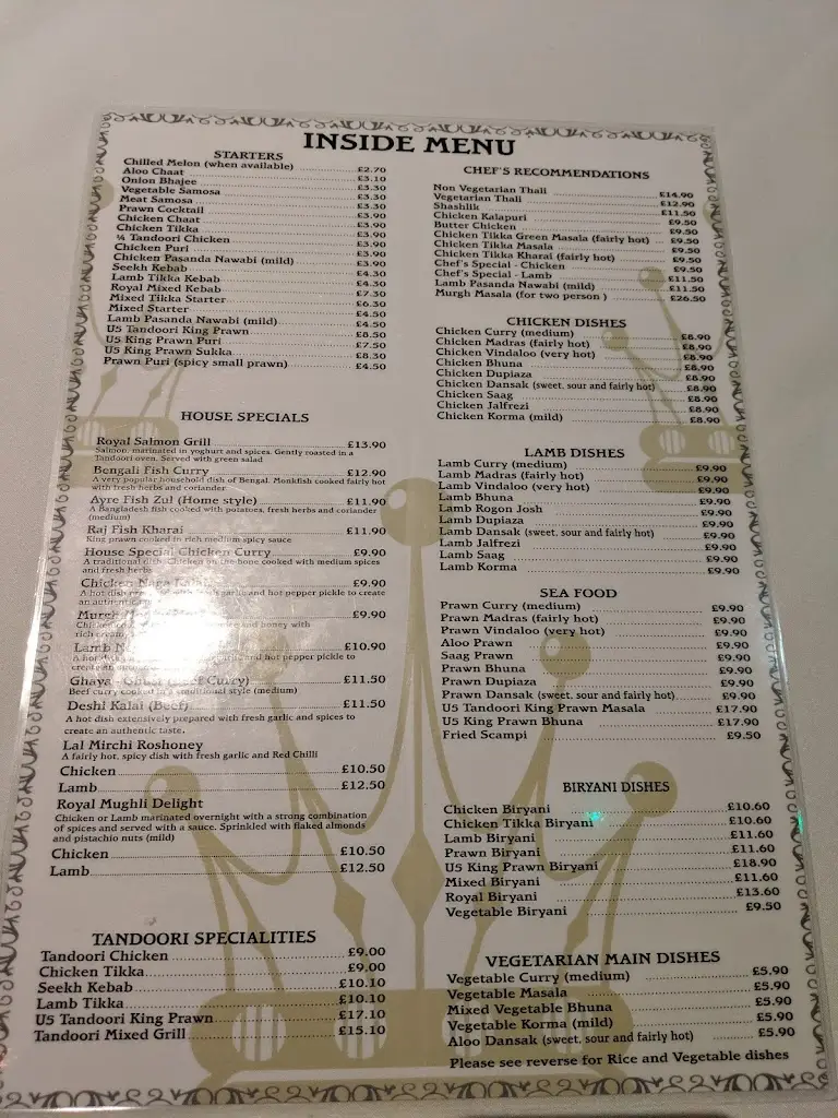 Menu_The Royal India _Dinas Powys_image_4