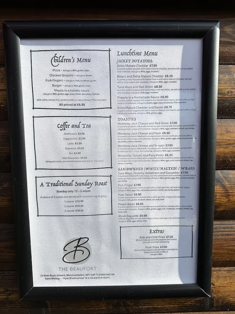 Menu_The Beaufort_Gilwern_image_1