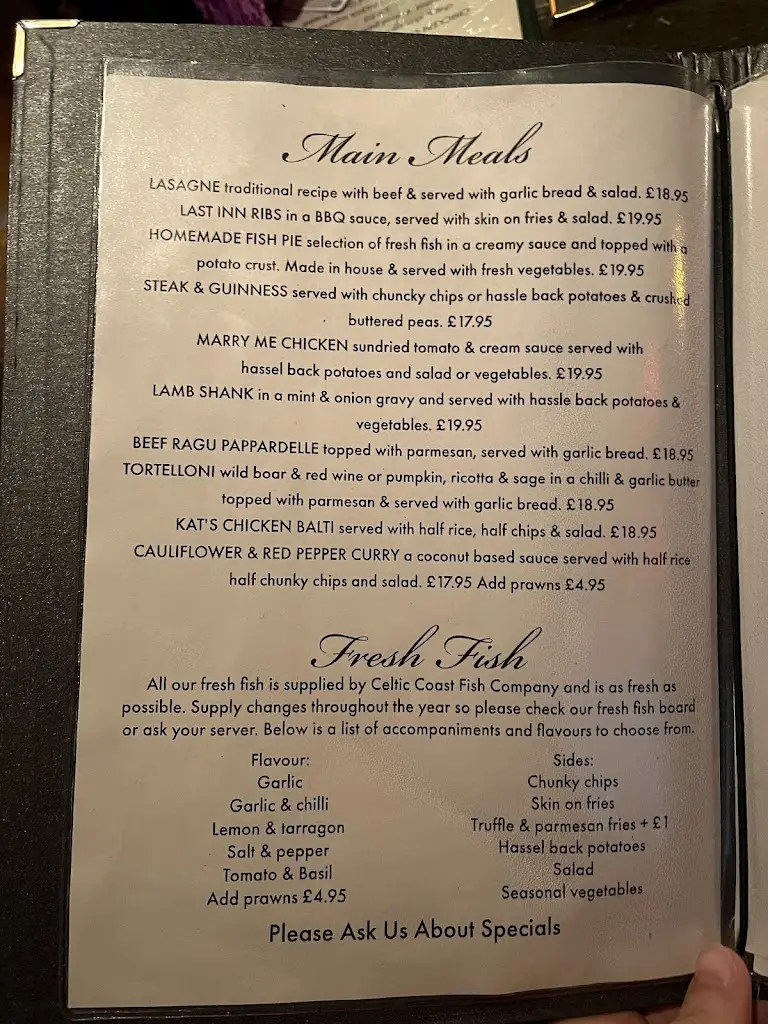 Menu_The Last Inn_Dyffryn Ardudwy_image_1