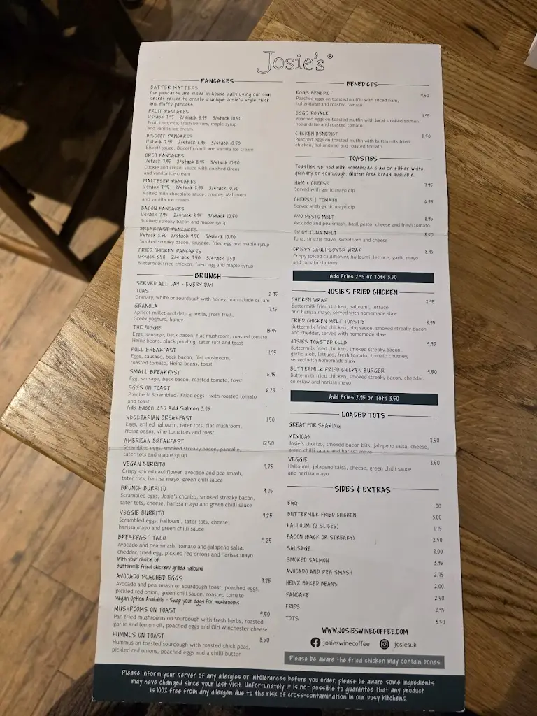 Menu_Josie's_Bishops Waltham_image_1