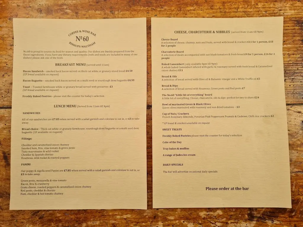 Menu_No.60 Coffee & Wine Bar_Bishops Waltham_image_1