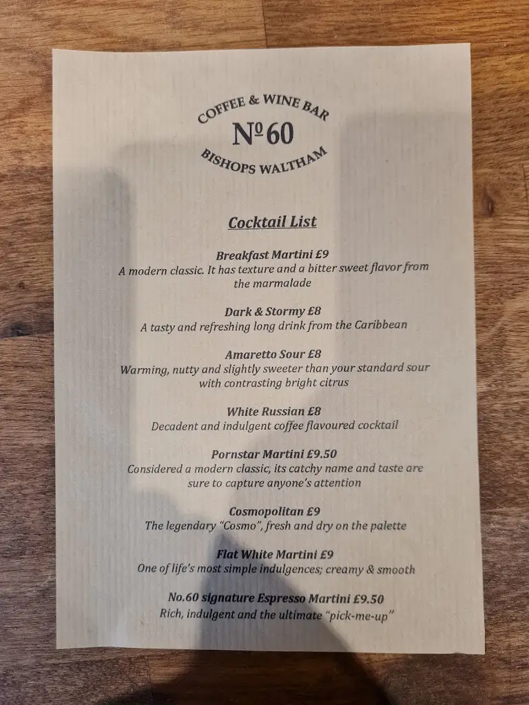 Menu_No.60 Coffee & Wine Bar_Bishops Waltham_image_2