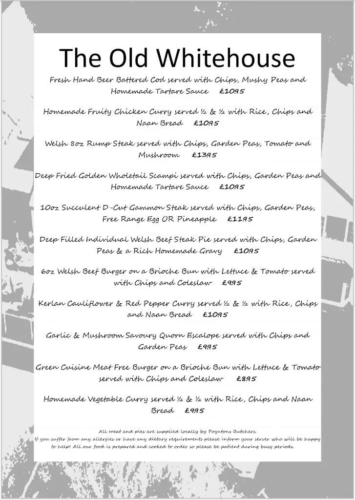 Menu_The Old White House_Conwy_image_1