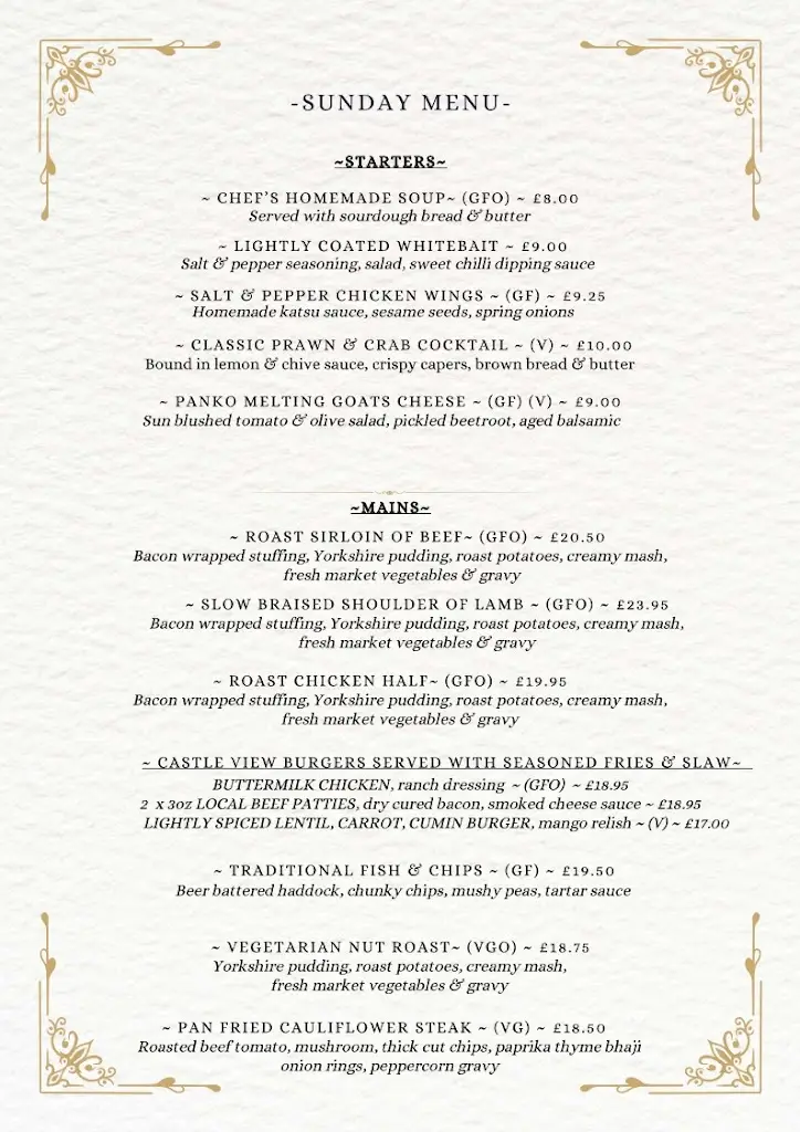 Menu_Castle View Bar and Restaurant_Conwy_immagine_3
