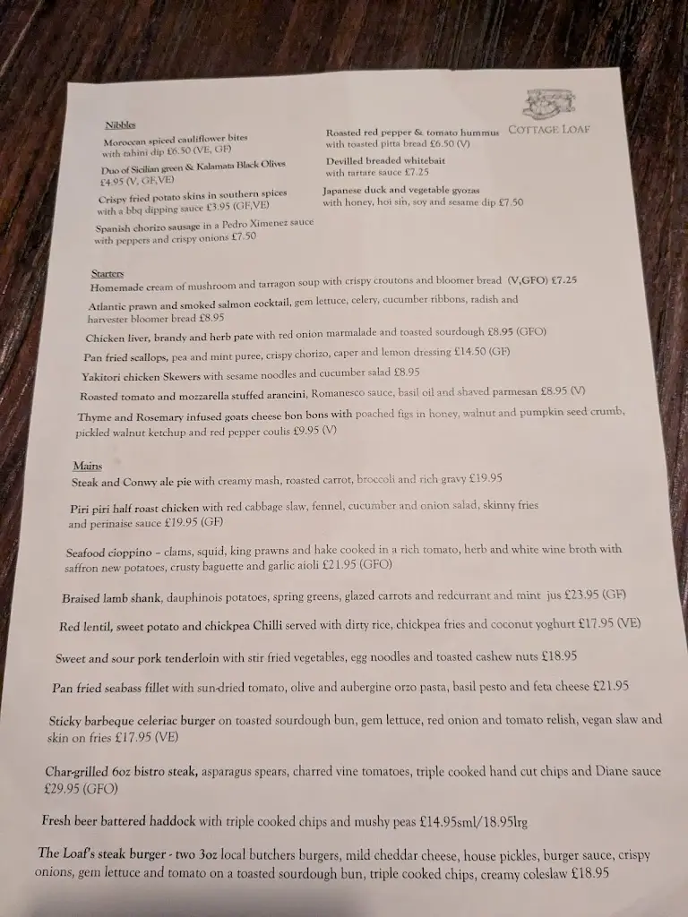 Menu_The Cottage Loaf_Deganwy_image_1