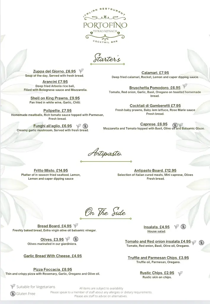 Menu_Portofino Ystrad Mynach_Gelligaer_immagine_2