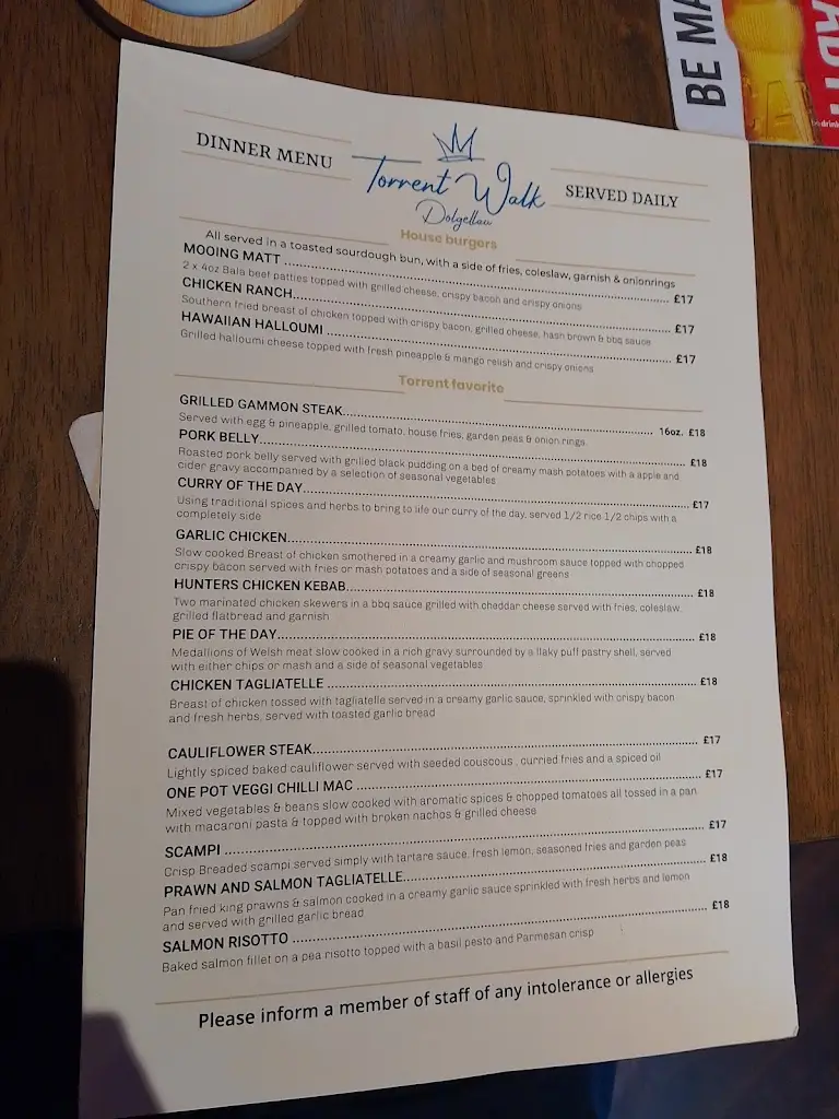 Menu_Torrent Walk Hotel_Dolgellau_image_4