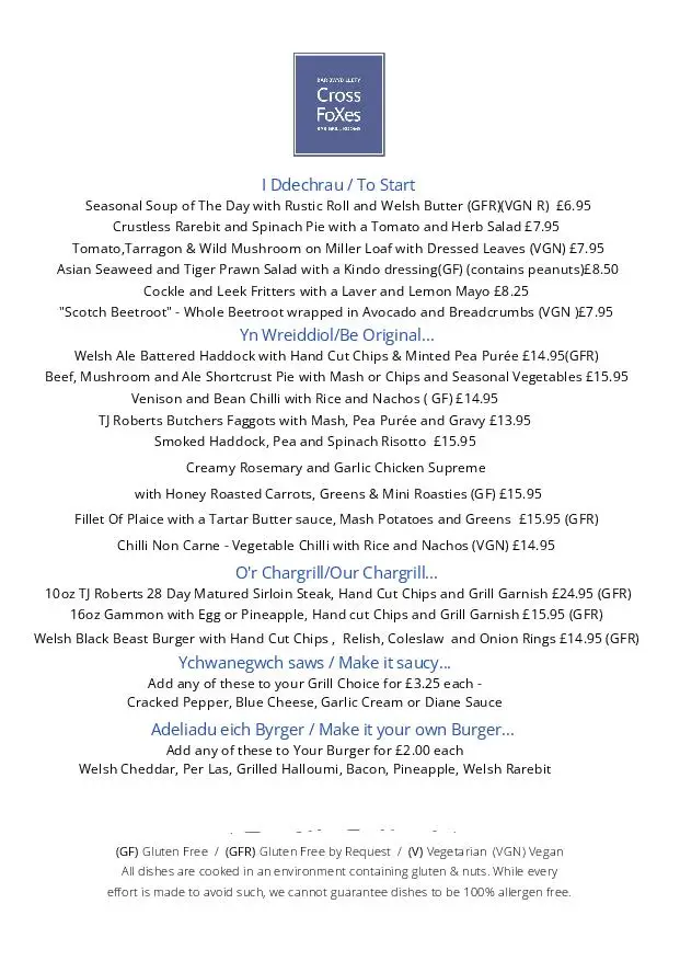 Menu_Cross Foxes_Dolgellau_image_1
