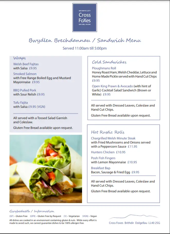 Menu_Cross Foxes_Dolgellau_image_2