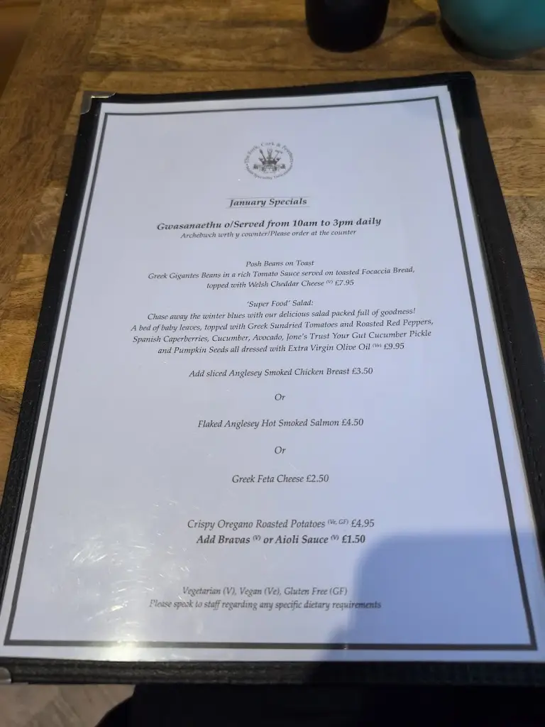 Menu_The Fork, Cork and Feathers_Dolgellau_image_1