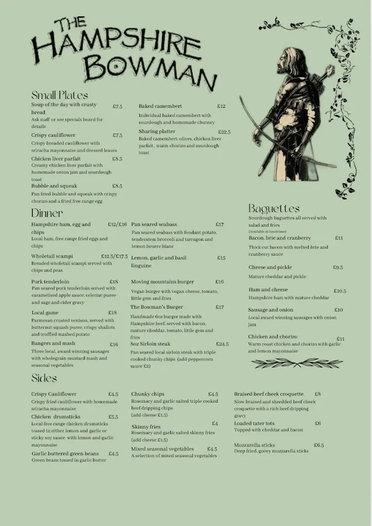 Menu_The Hampshire Bowman_Bishops Waltham_image_2