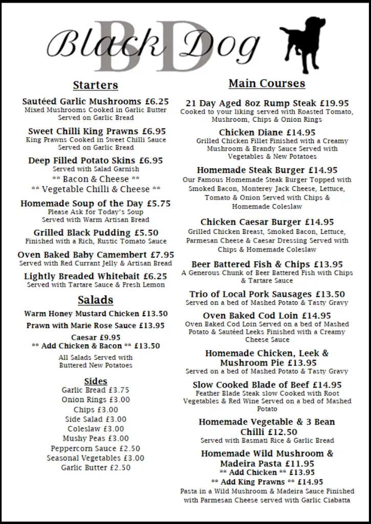 Menu_The Black Dog_Bishops Waltham_image_2