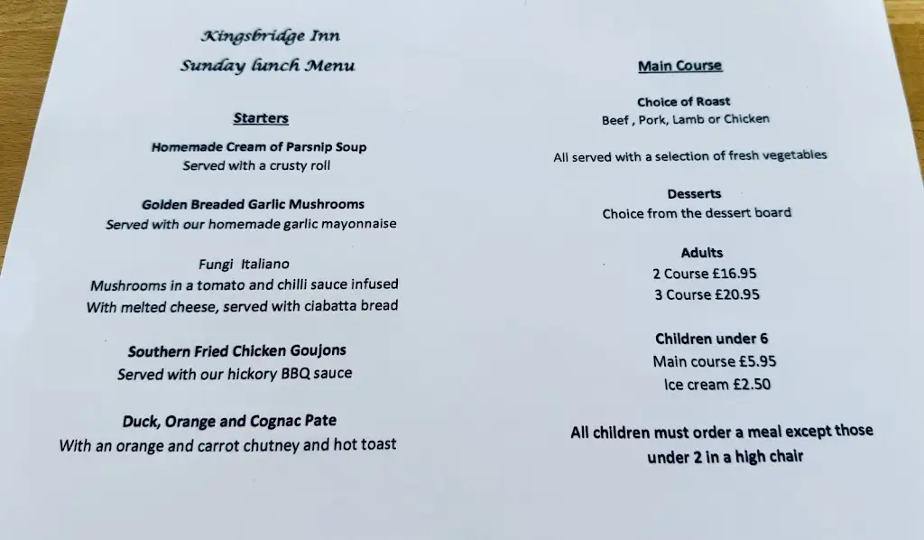 Menu_Kingsbridge Inn_Grovesend_image_1