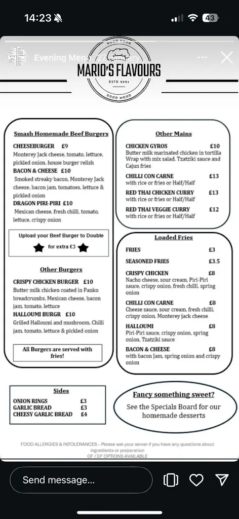 Menu_Mario's Flavours_Grovesend_immagine_3