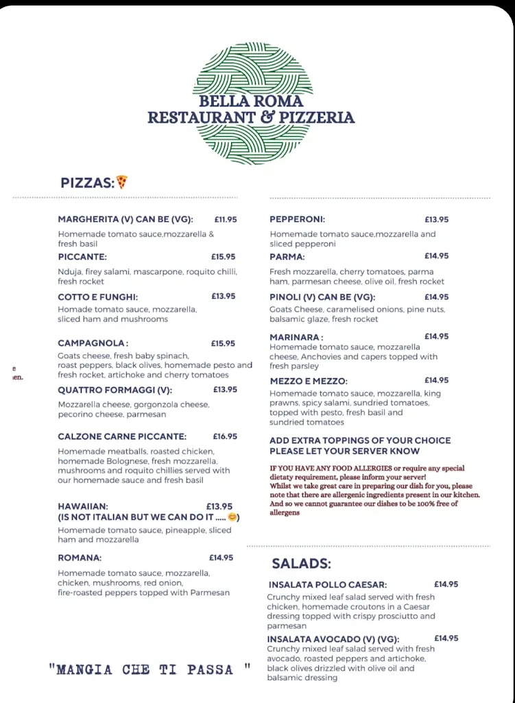 Menu_Bella Roma Restaurant & Pizzeria_Haverfordwest_image_1