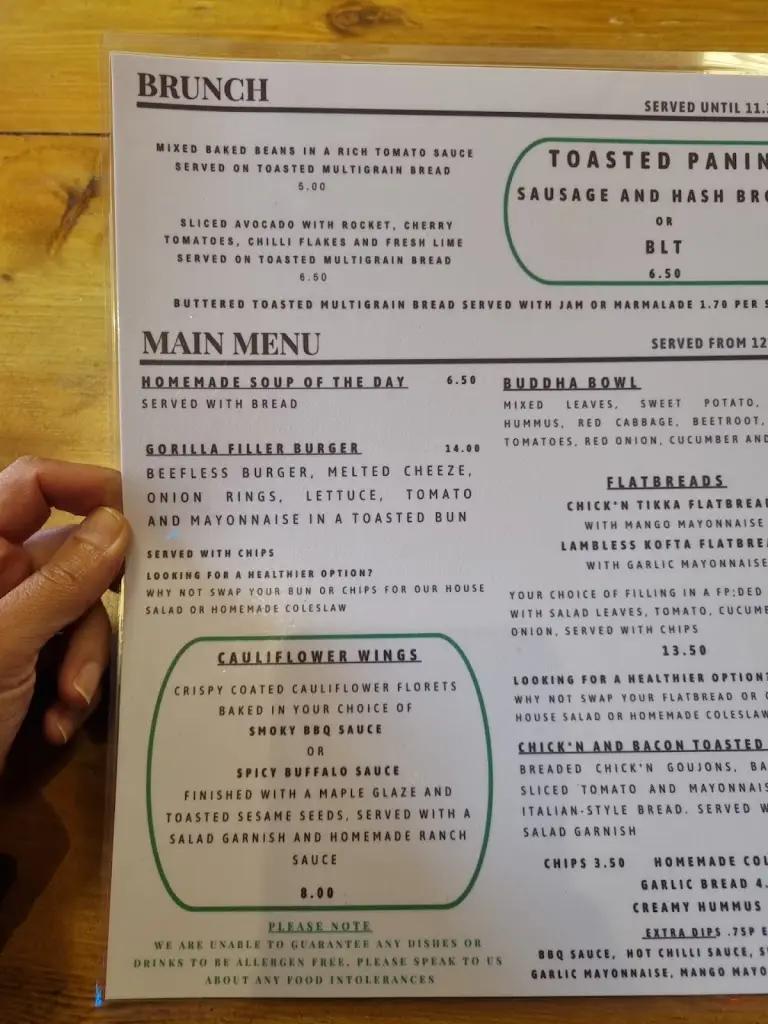 Menu_The Eating Gorilla_Gwynedd_image_1