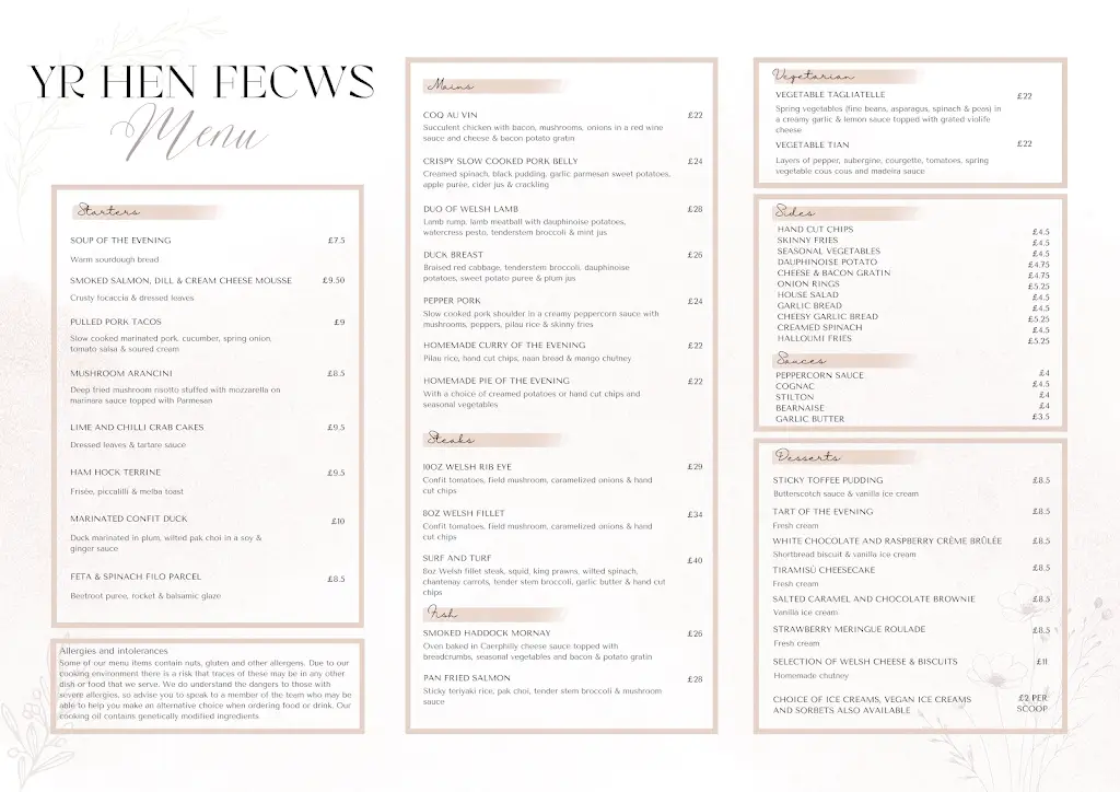Menu_Yr Hen Fecws Restaurant and B&B_Gwynedd_image_1
