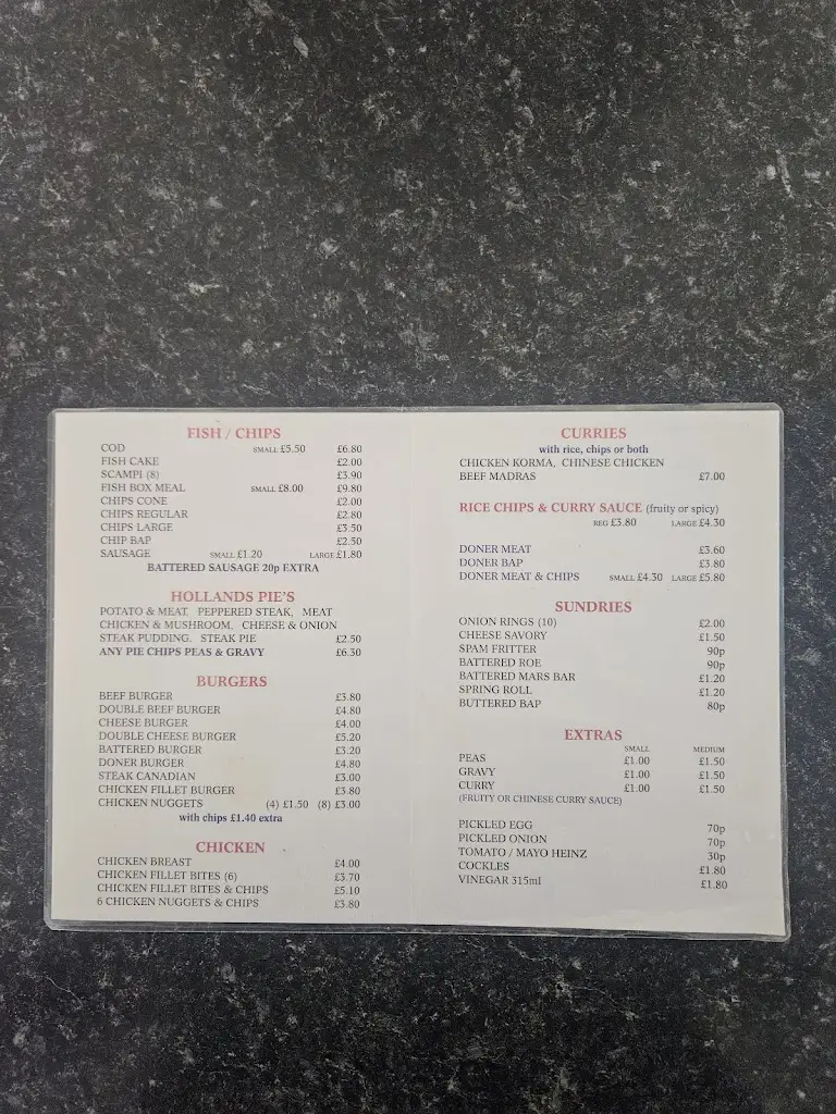 Menu_Sunny Sands Caravan Park Chip Shop_Gronant_image_1