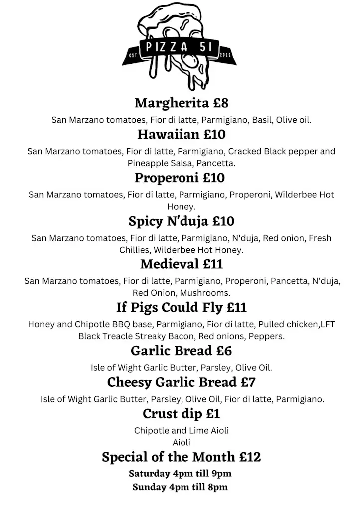 Menu_Pizza 51_Knighton_image_1