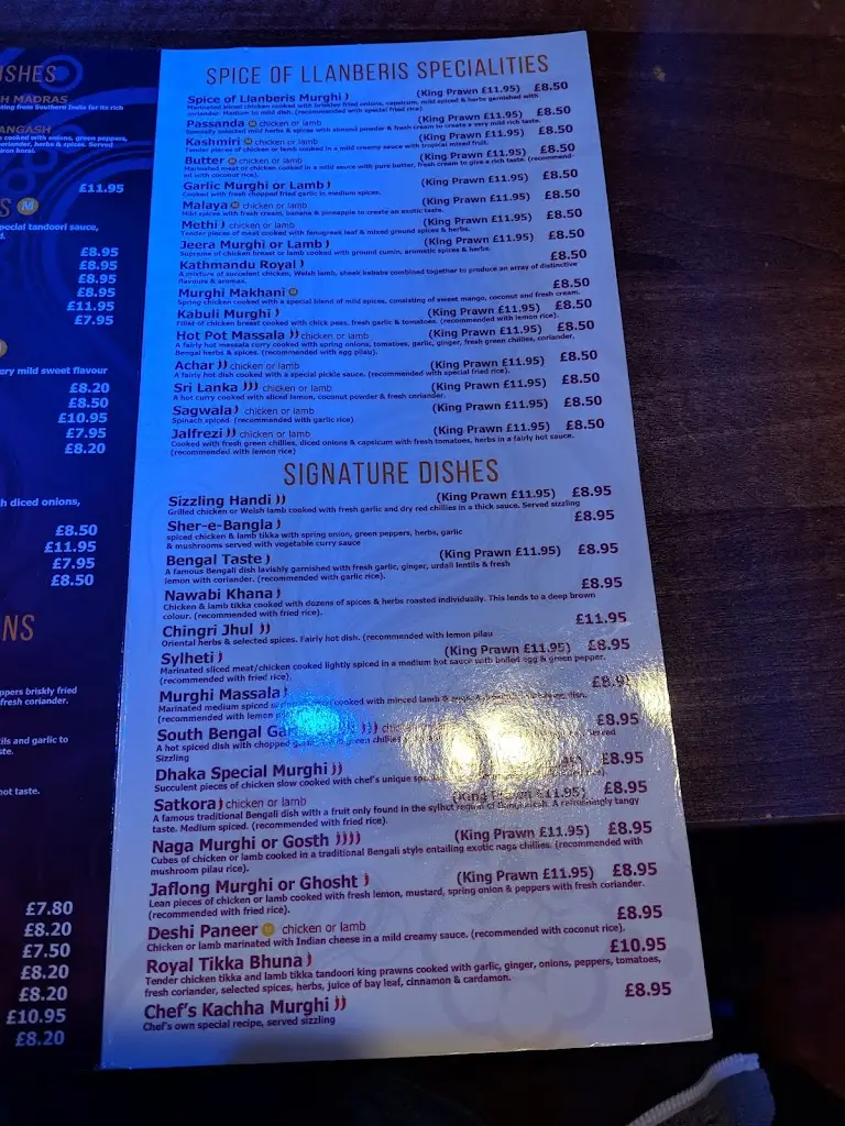 Menu_Spice of Llanberis_Llanberis_image_4