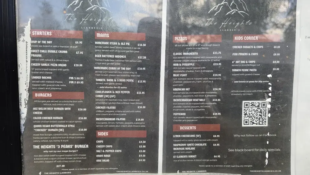 Menu_The Heights_Llanberis_imagen_1