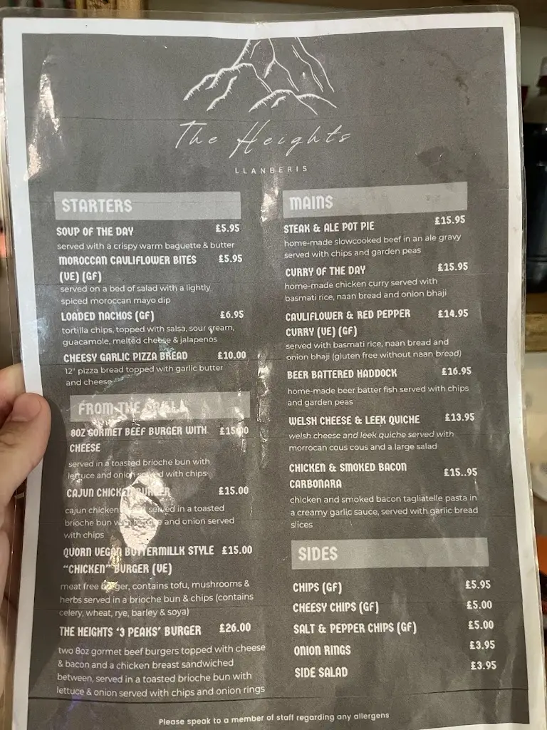 Menu_The Heights_Llanberis_imagen_2