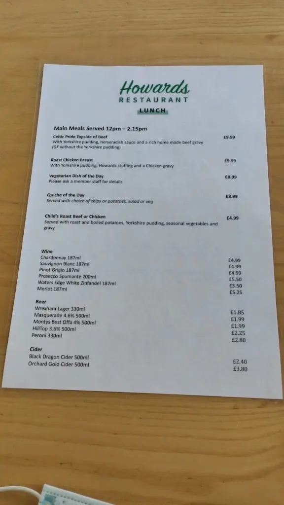 Menu_Howards Restaurant & Cafe_Guilsfield_image_4