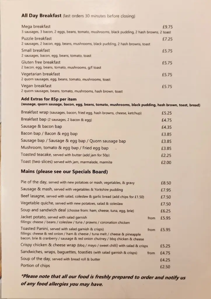 Menu_The Monkey Puzzle_Guilsfield_image_2