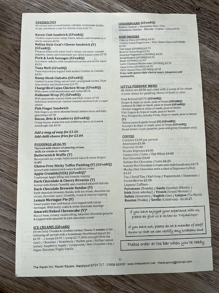 Menu_Raven Inn_Guilsfield_image_4