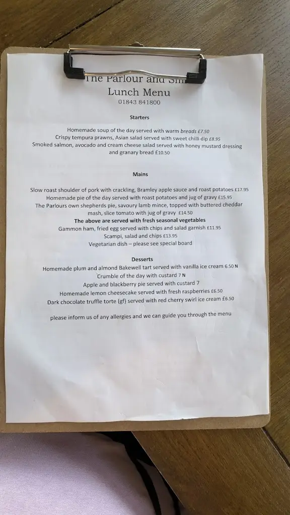 Menu_The Parlour_Birchington-on-Sea_image_1