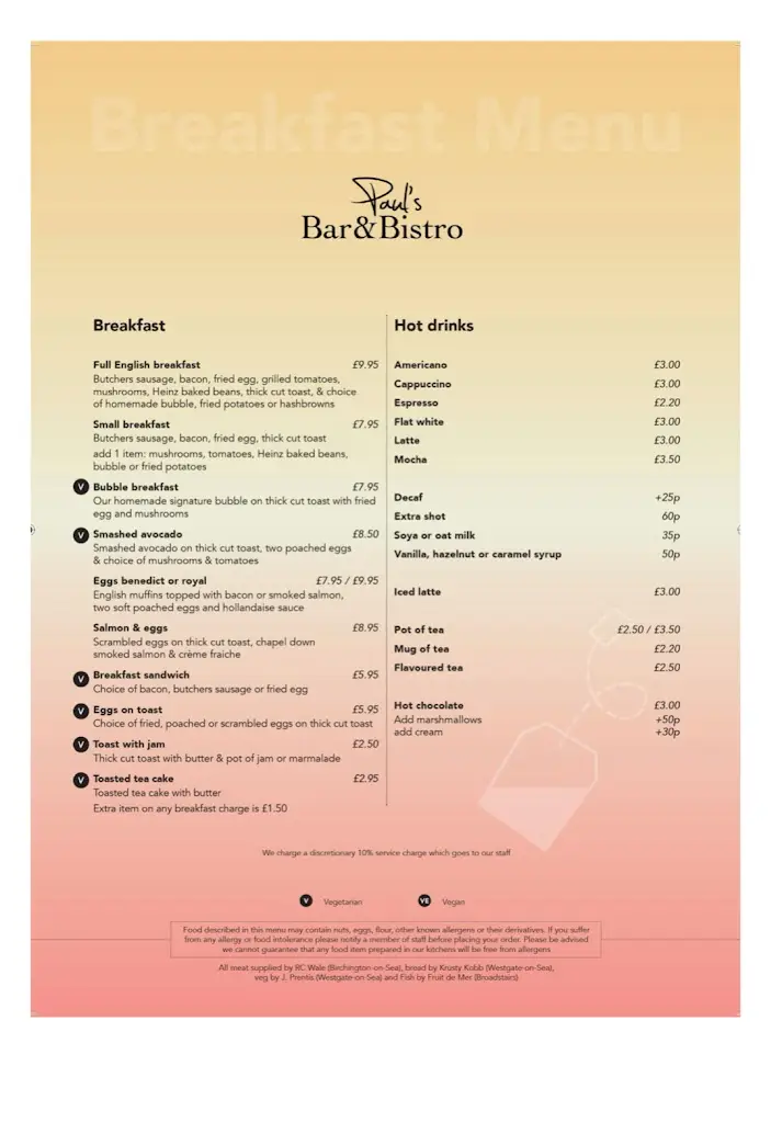 Menu_Paul's Bar & Bistro_Birchington-on-Sea_immagine_2