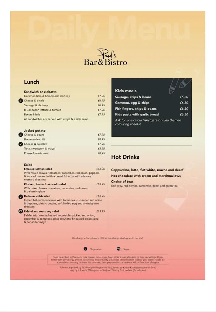 Menu_Paul's Bar & Bistro_Birchington-on-Sea_immagine_3