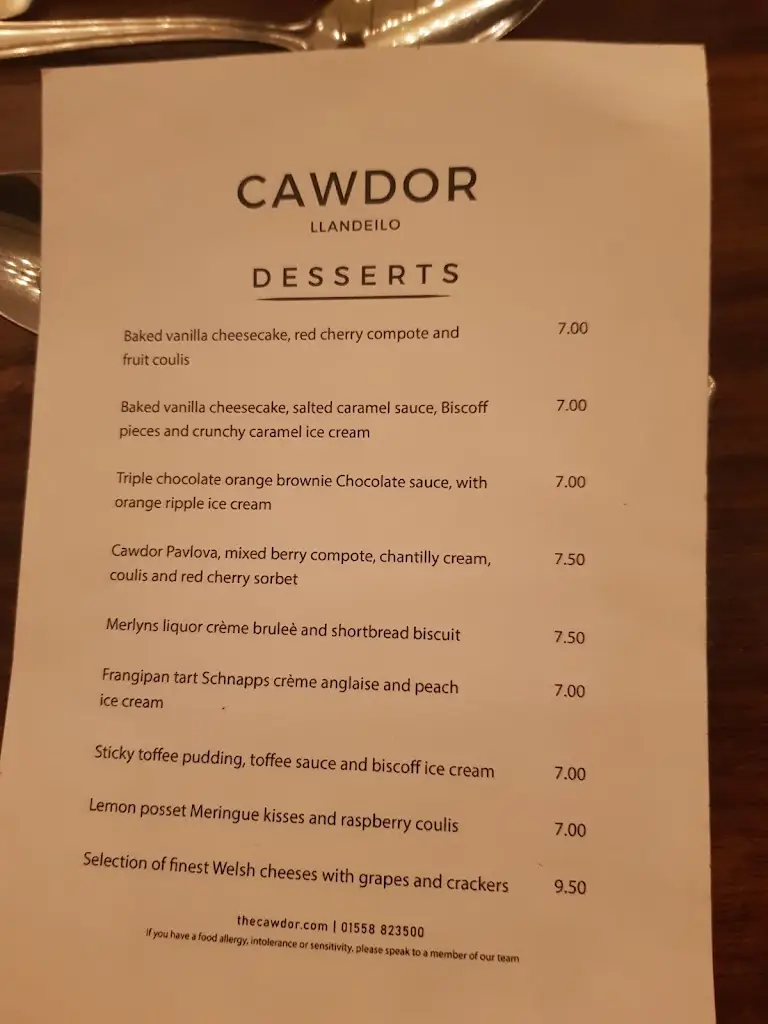 Menu_Restaurant at Cawdor Arms_Llandeilo_immagine_1