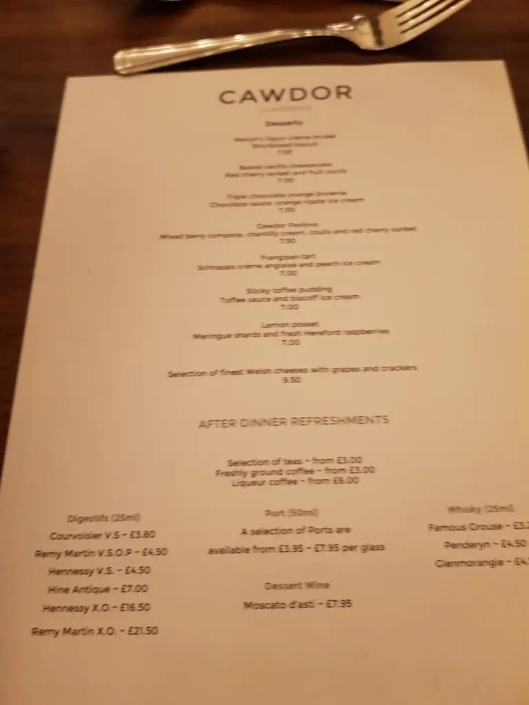 Menu_Restaurant at Cawdor Arms_Llandeilo_immagine_3