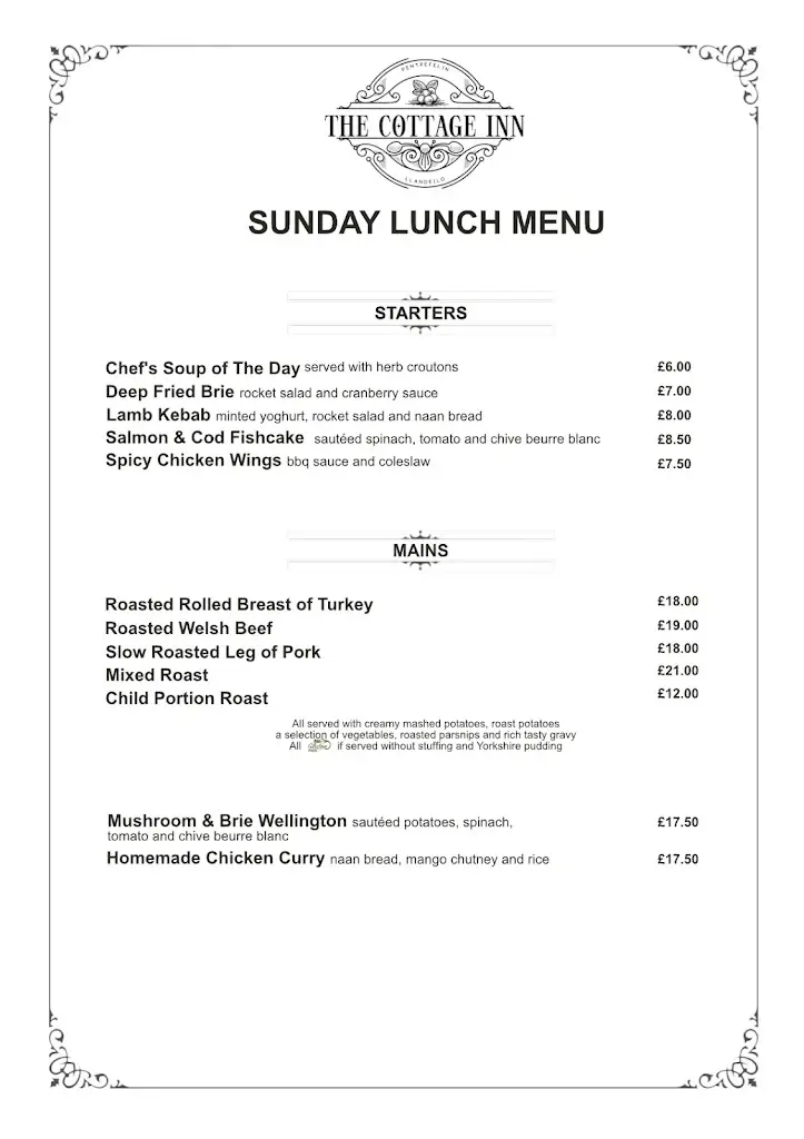 Menu_The Cottage Inn, Pentrefelin, Llandeilo_Llandeilo_image_3