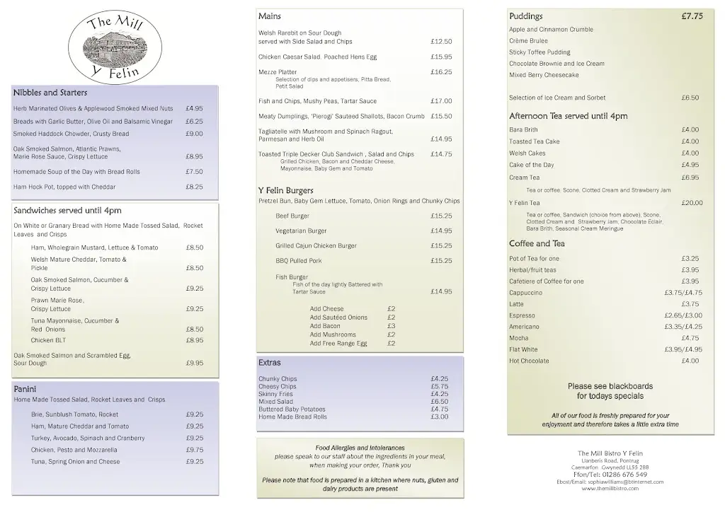 Menu_The Mill Bistro Y Felin_Llanrug_image_1