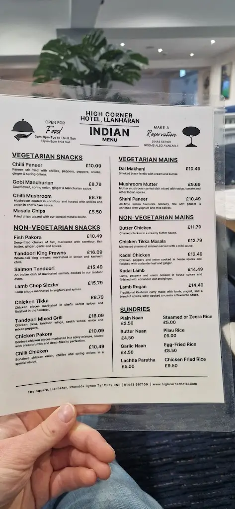 Menu_The High Corner_Llanharan_image_1